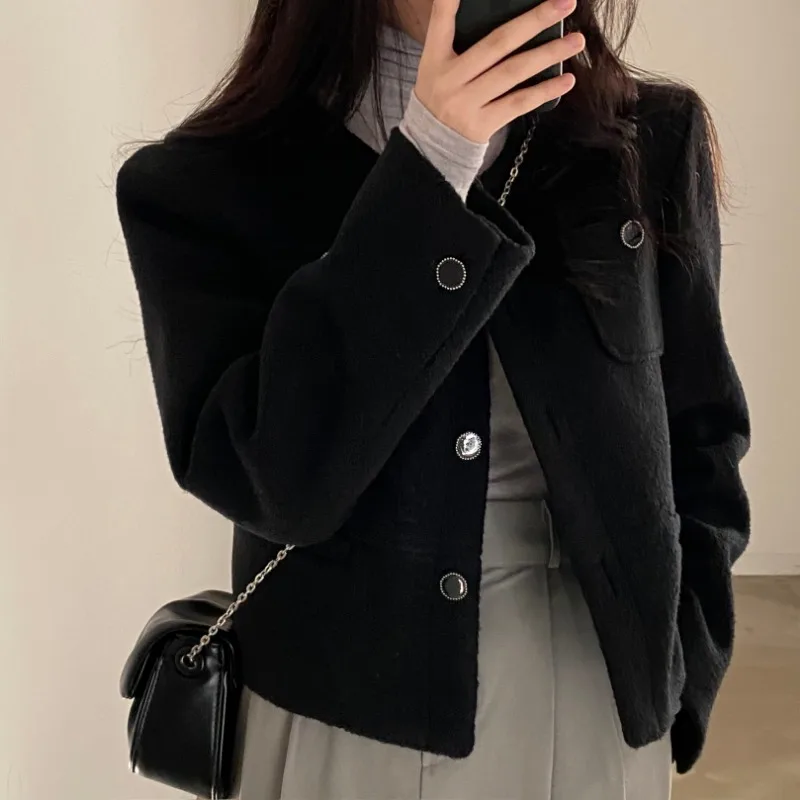 Single Breasted Chaqueta Mujer Round Neck Jaqueta Feminina Long Sleeve Jackets 2025 Woman Casaco Autumn Winter Thicked Ropa