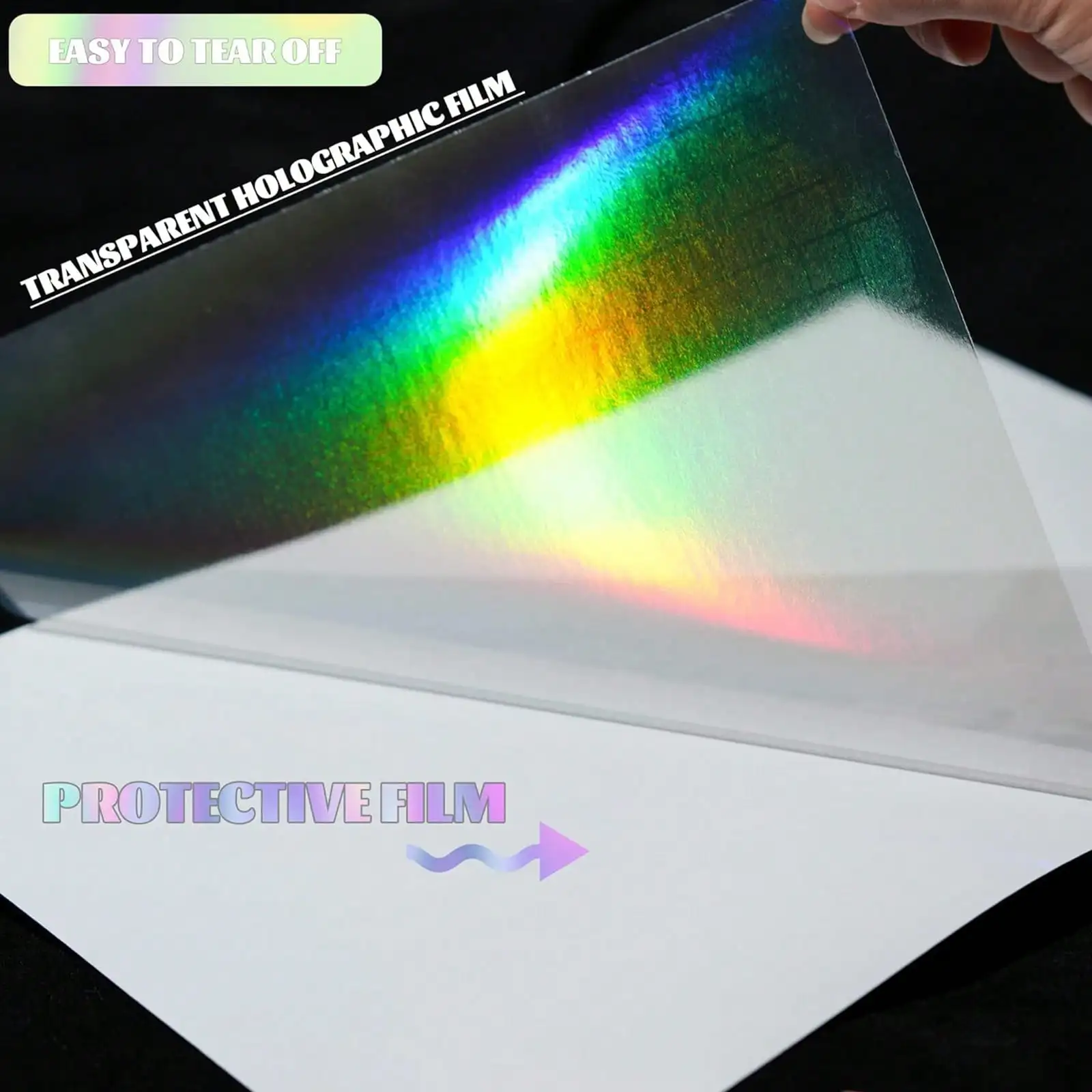 50 枚 A4 サイズ ホログラフィック コールド ラミネート フィルム クリア 自己粘着ビニール ステッカー 8.3x11.7 インチ 防水 4 スタイル