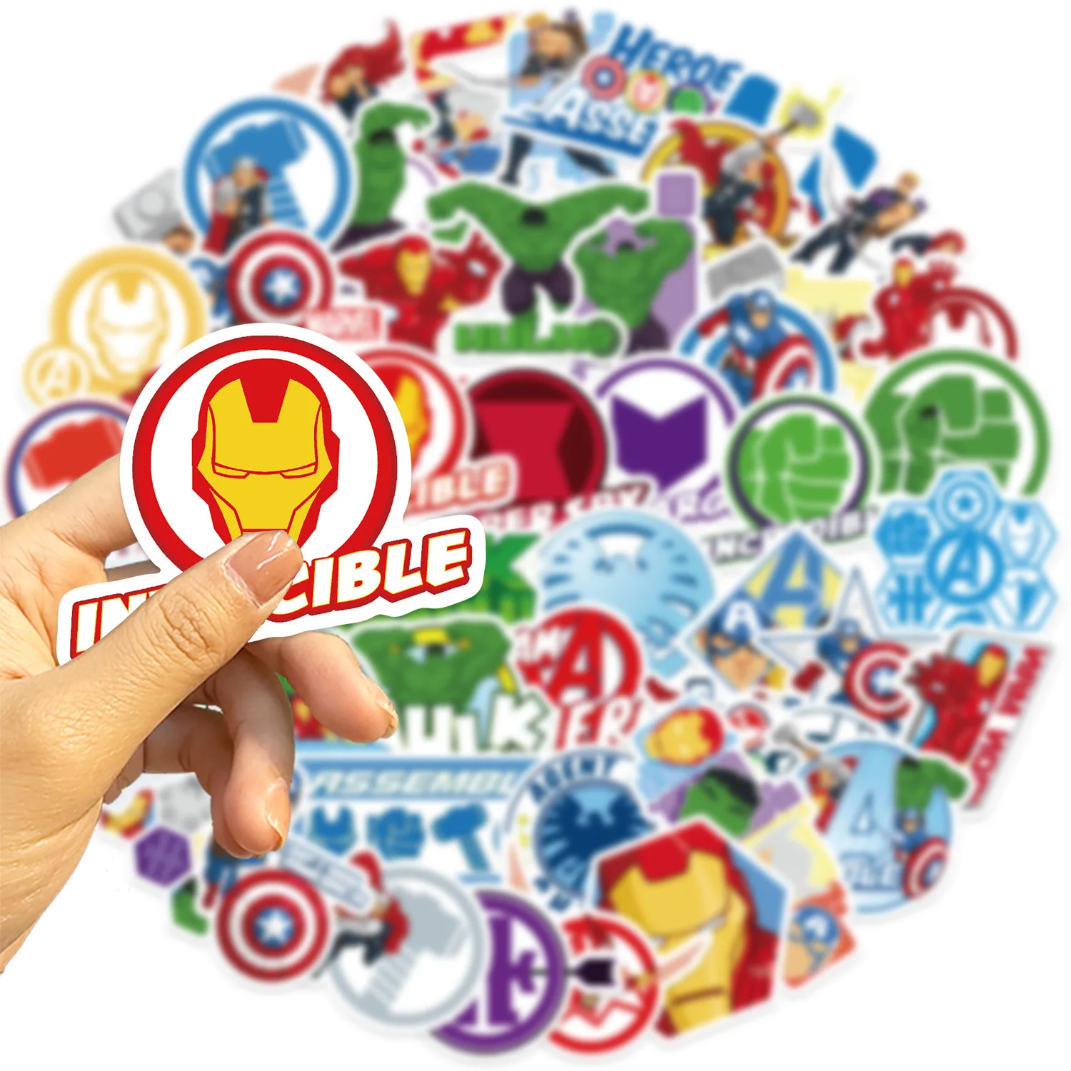 50 szt. Naklejki Disney Marvel Filmowe Bohaterowie Zostawiają Wodoodporne Graffiti Telefon Laptop Bagaż Gitara Notatnik Naklejka