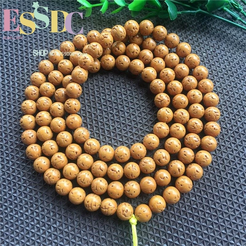 Wholesale Natural Round Toothless Rudraksha 108 Prayer Mala for Women Men Bodhi Seed Beaded Bracelets DIY Jewelry