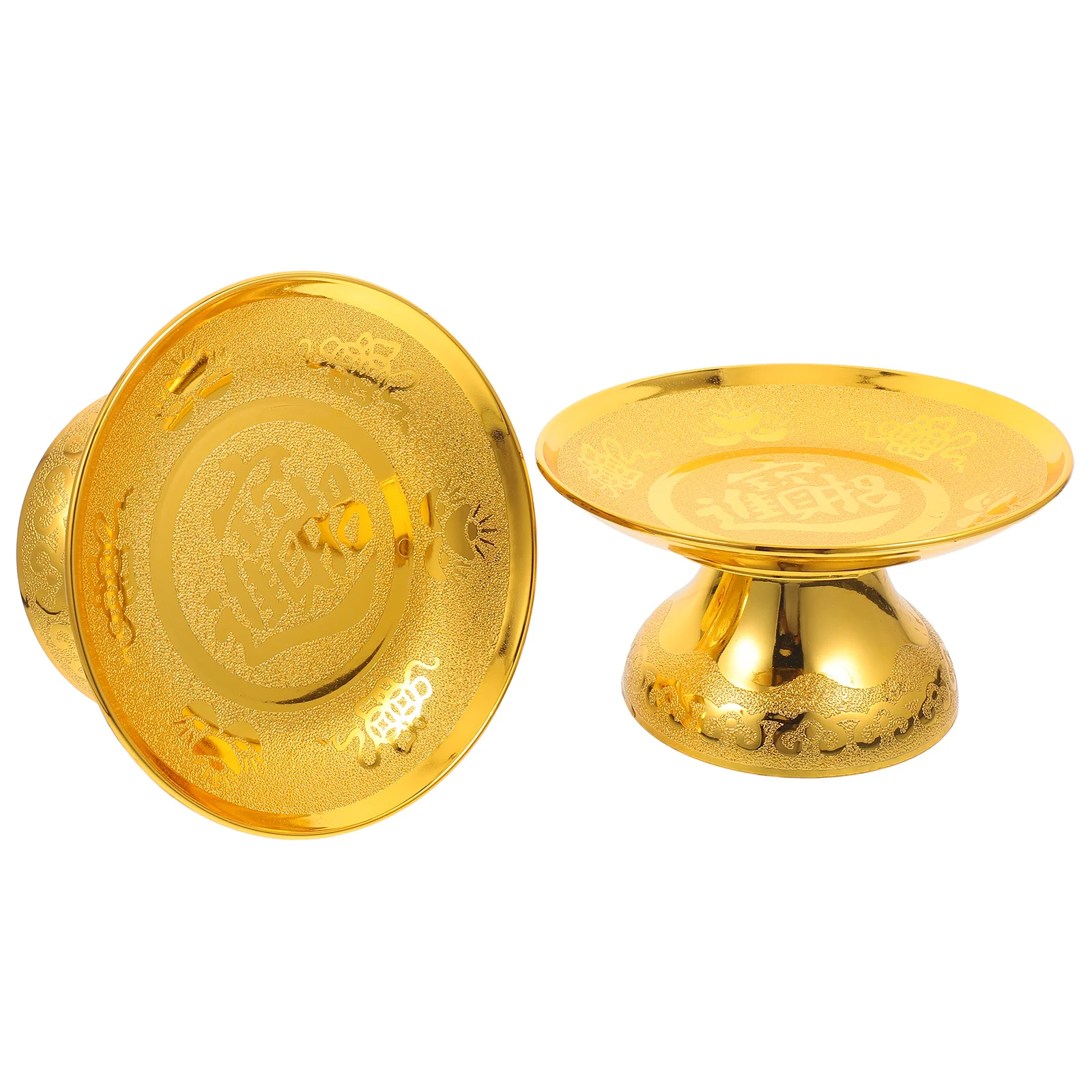 2 قطعة الذهبي القدمين عرض لوحة معبد صينية للفاكهة الثروة الله العبادة السلطانية لوازم البوذية الطقوس التضحية تخزين الفاكهة