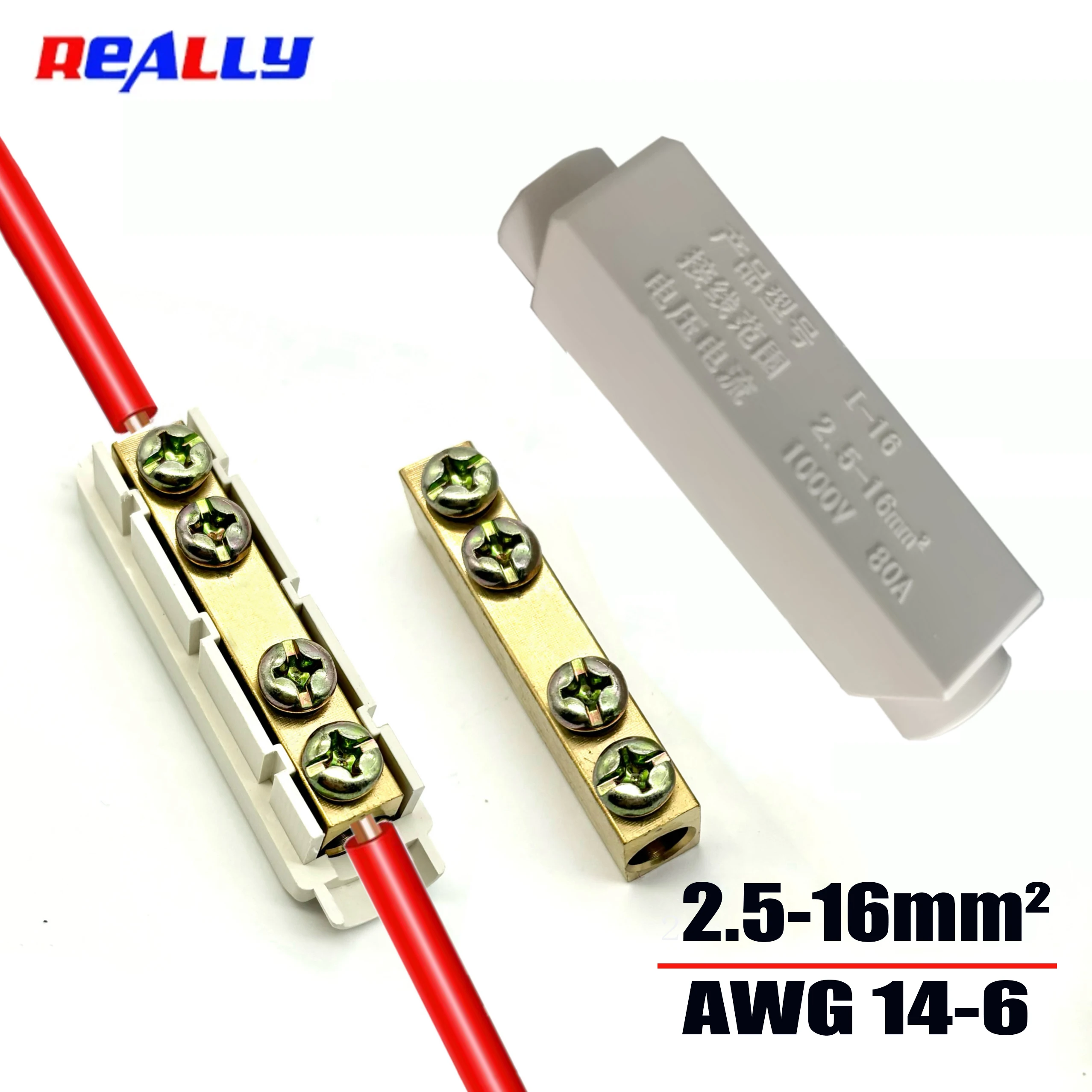 

High-Power Terminal Square Wire Connector 2.5-16mm² AWG14-6 Copper Wire Clamp Straight-Through One-In-One-Out Electrical Accesso