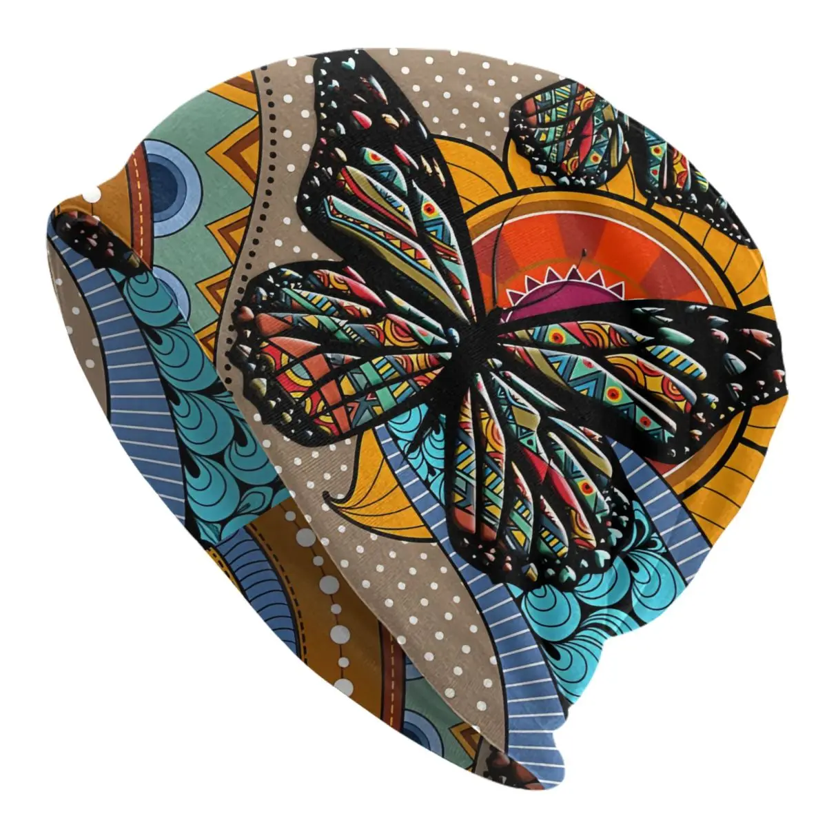 

Butterfly African Tribal Autumn Female Thin Beanies Double Used Cycling Bonnet Hats