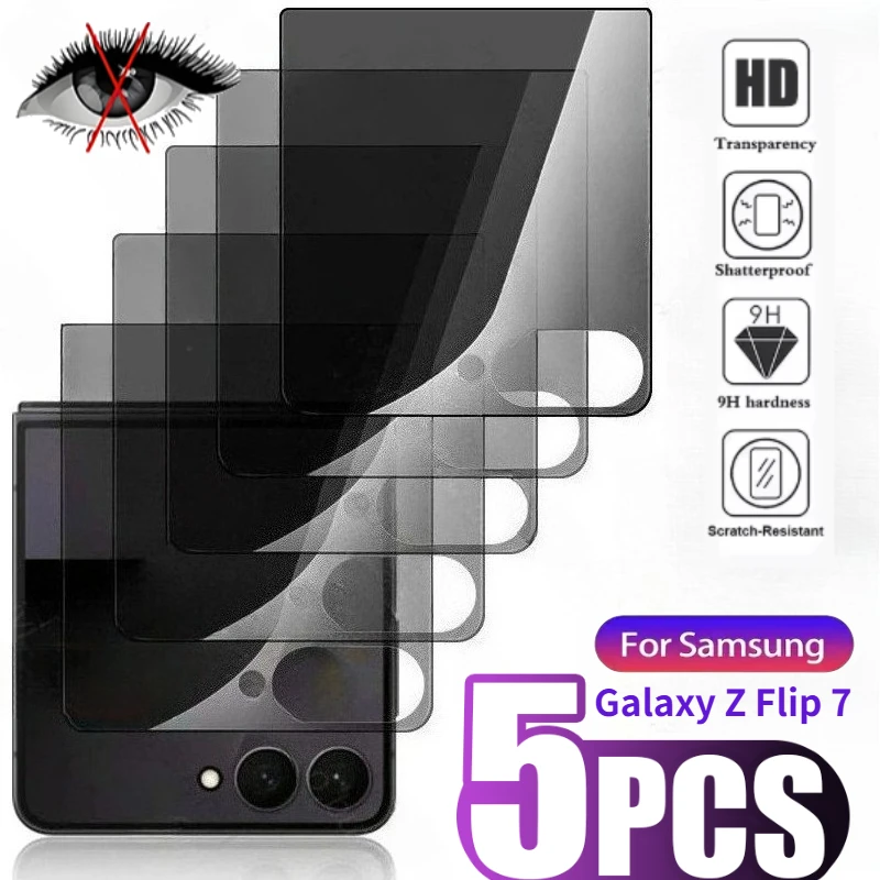 

5Pcs for Samsung Galaxy Z Flip 5/6/7 Privacy Tempered Glass - Anti-Spy Technology,9H Hardness,Bubble-Free Installation,No Glare