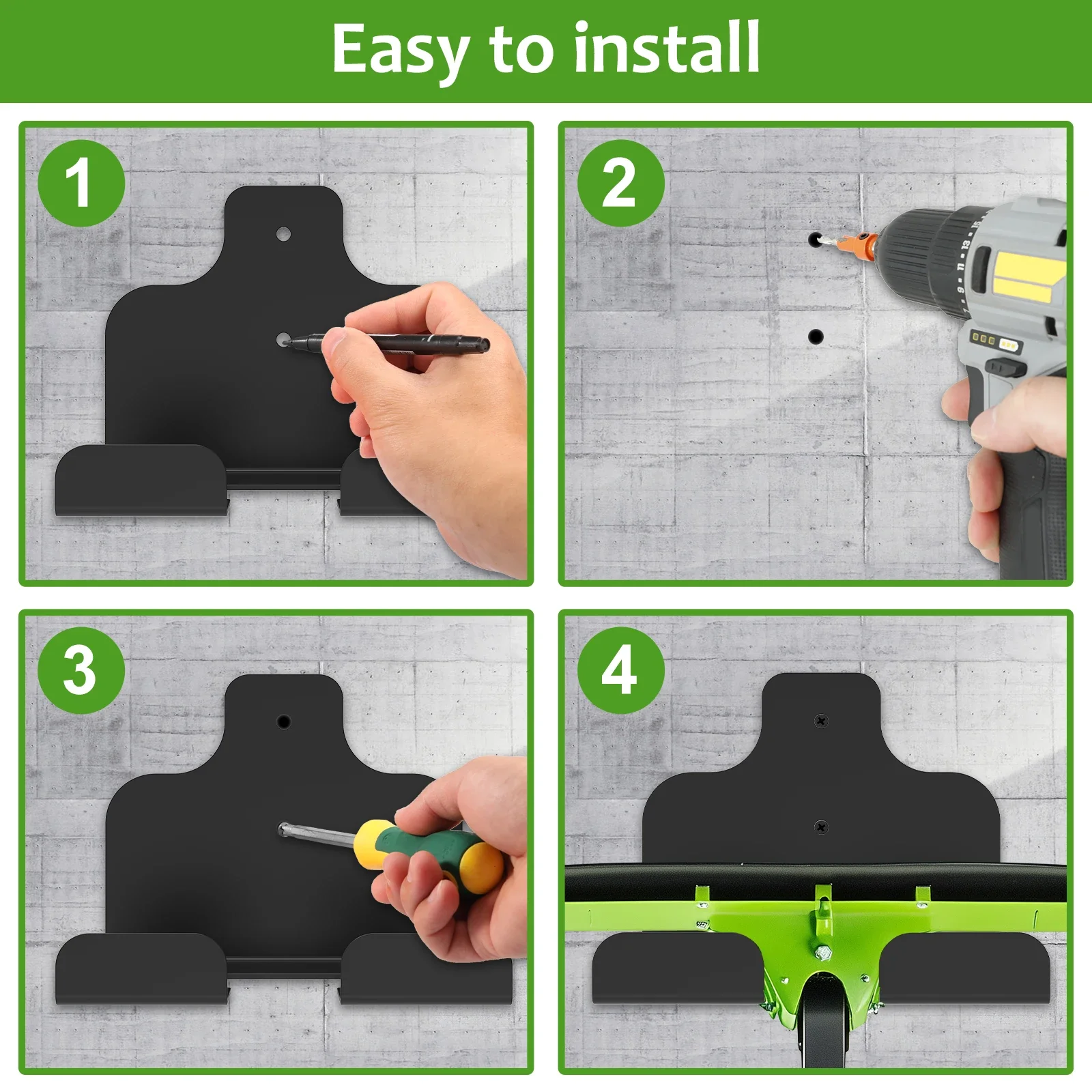 1/2Pcs Garage Tool Hanger Carbon Steel Weed Wacker Holder Wall Mounted Grass Trimmer Rack Rustproof Garage Organizer Weed Trimme