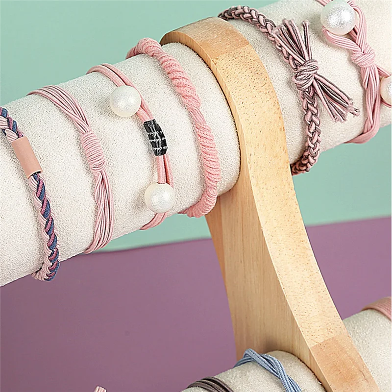 ABQR présentoir de bijoux en bois massif à 2 couches, organisateur de montre, support de rangement, emballage de bijoux, support d'accessoires d'affichage, 2