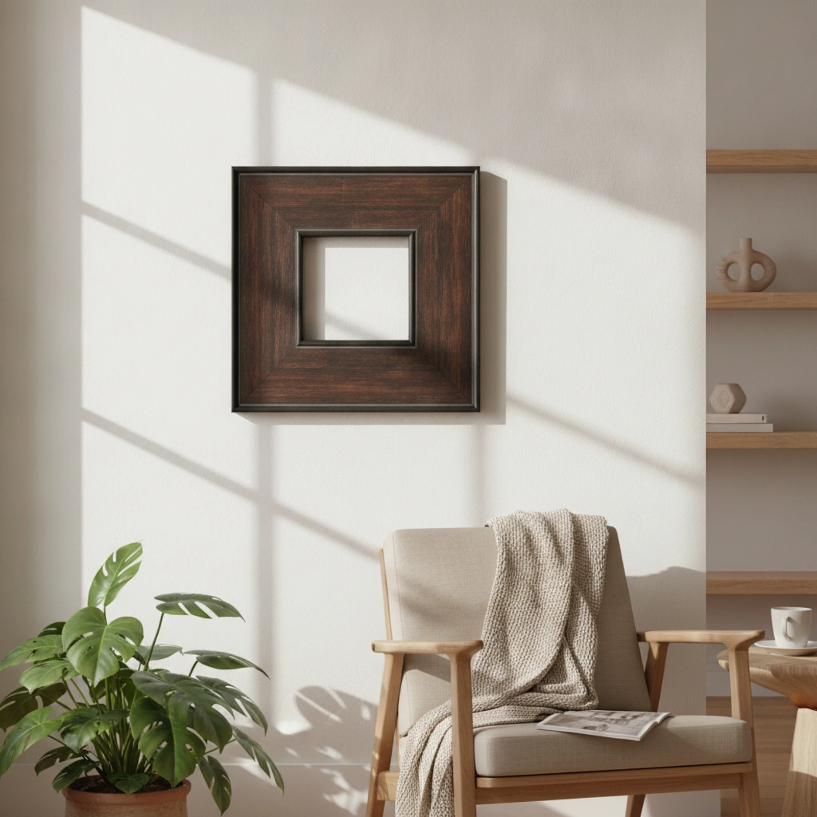 Wooden Picture Frame Square Wood Frame with Black Edging Decorative Sturdy for Photographers, Living Room, Bedroom