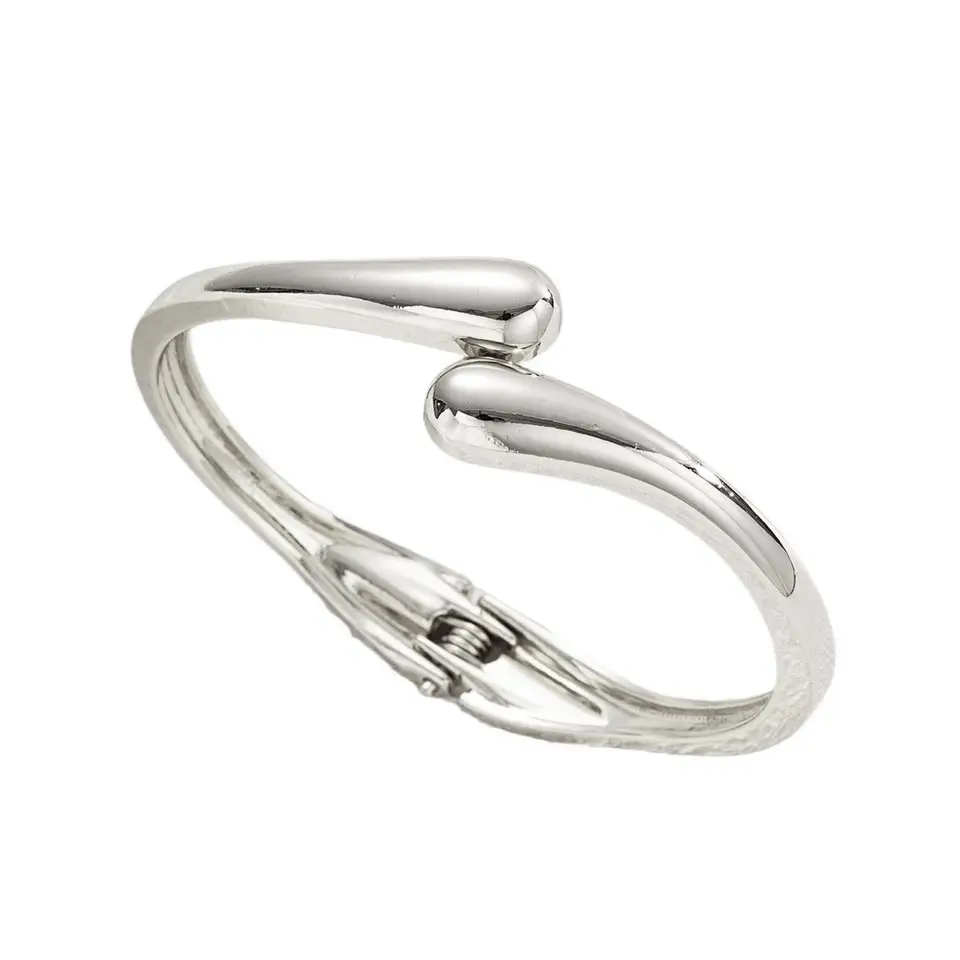 Hot Sale Exaggerate Individuality Metal Smooth Surface Water Drop Bangle for Woman  Adjustable Bracelet Paty Jewelry Daily Wear - 6