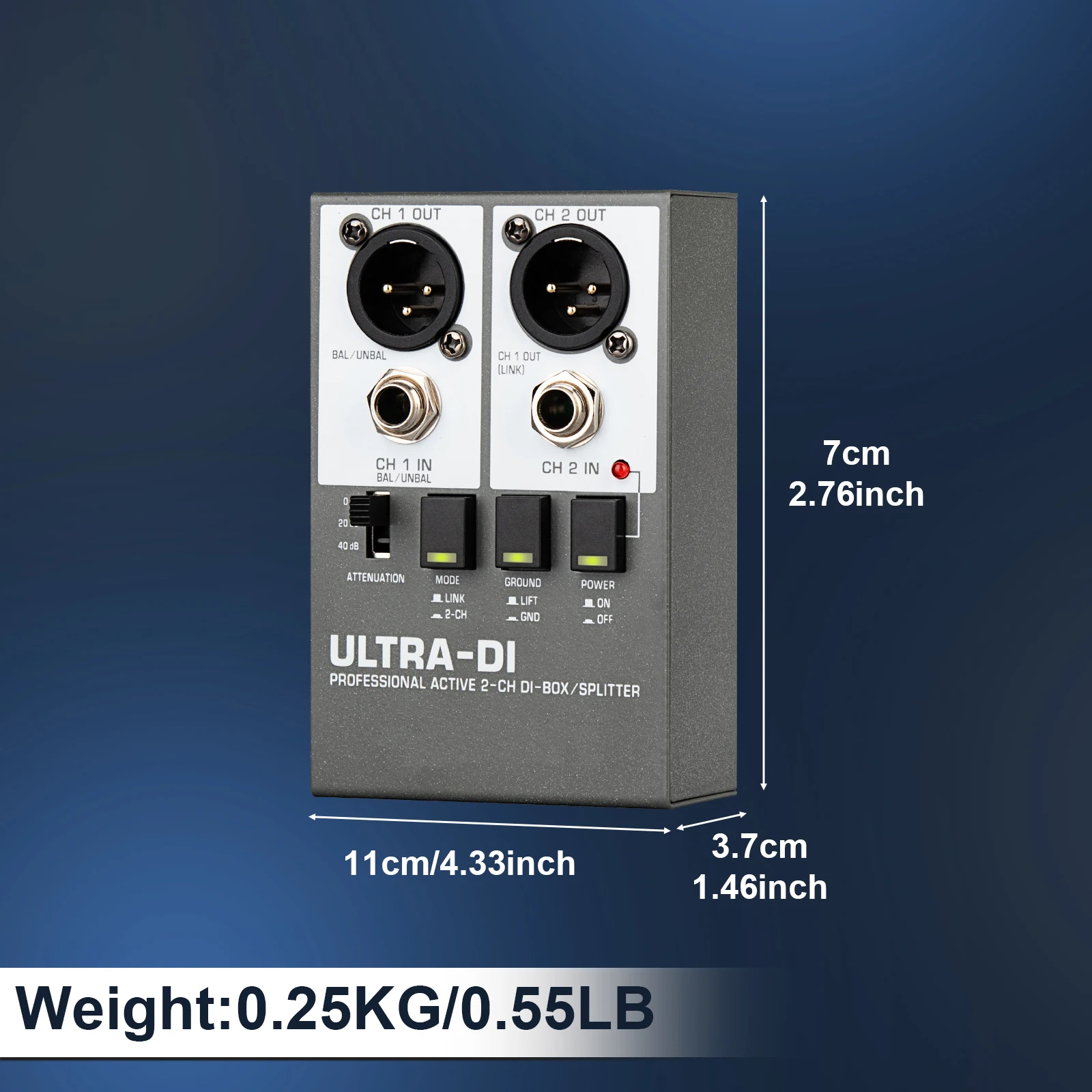 SD2 DI 박스 액티브 2채널 오디오 시스템 오디오 장비 일렉트릭 기타 및 스테이지 악기 프론트 DI 박스