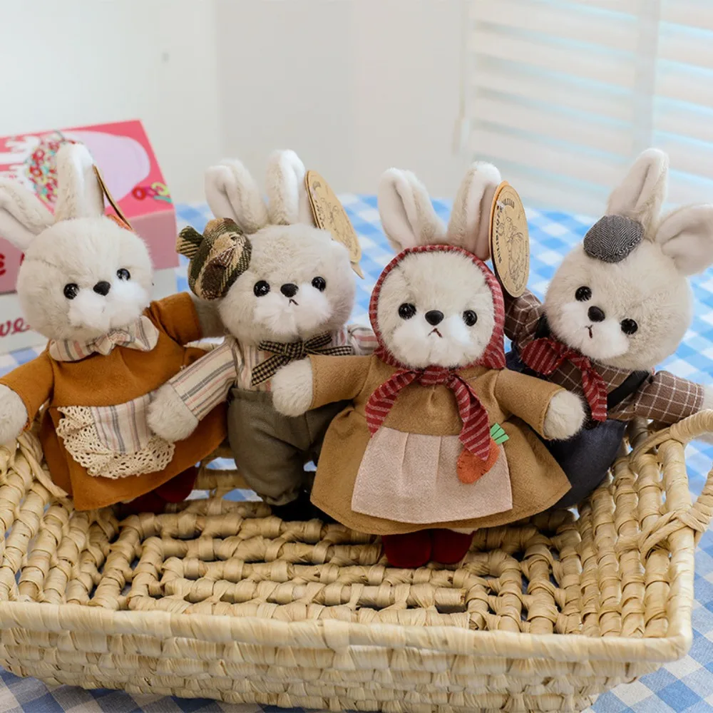 

Rabbit Family Rabbit Plush Keychain Cute Fluffy Plush Dolls Bunny Keychain with Clothes Keyholder Plush Rabbit Key Ring