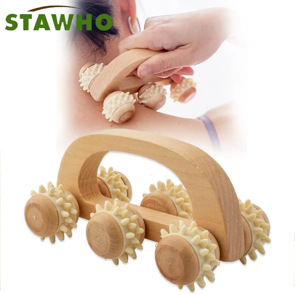 1PCS Handheld Massage Roller for Sore Muscle,Wood Therapy Massage Tools for Body,Wooden Fascia Roller for Deep Tissue