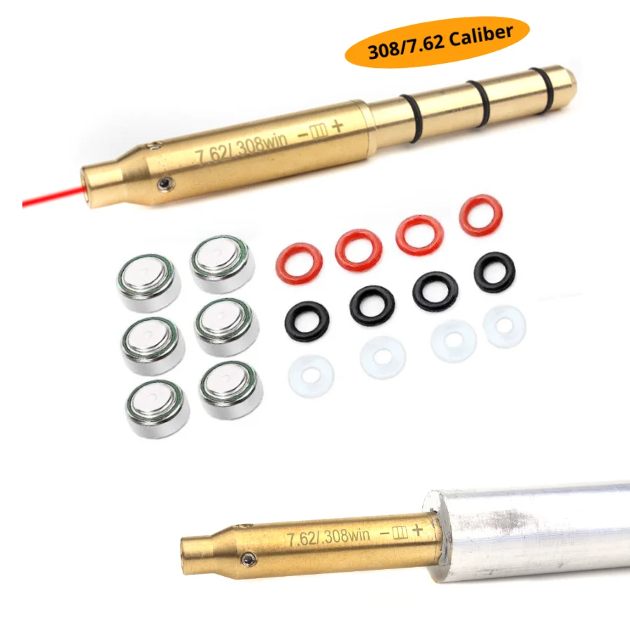 308 Boresighter .308 Collimator Cal 7.62mm Rifle Lazer Bore Sight with 6 Battery