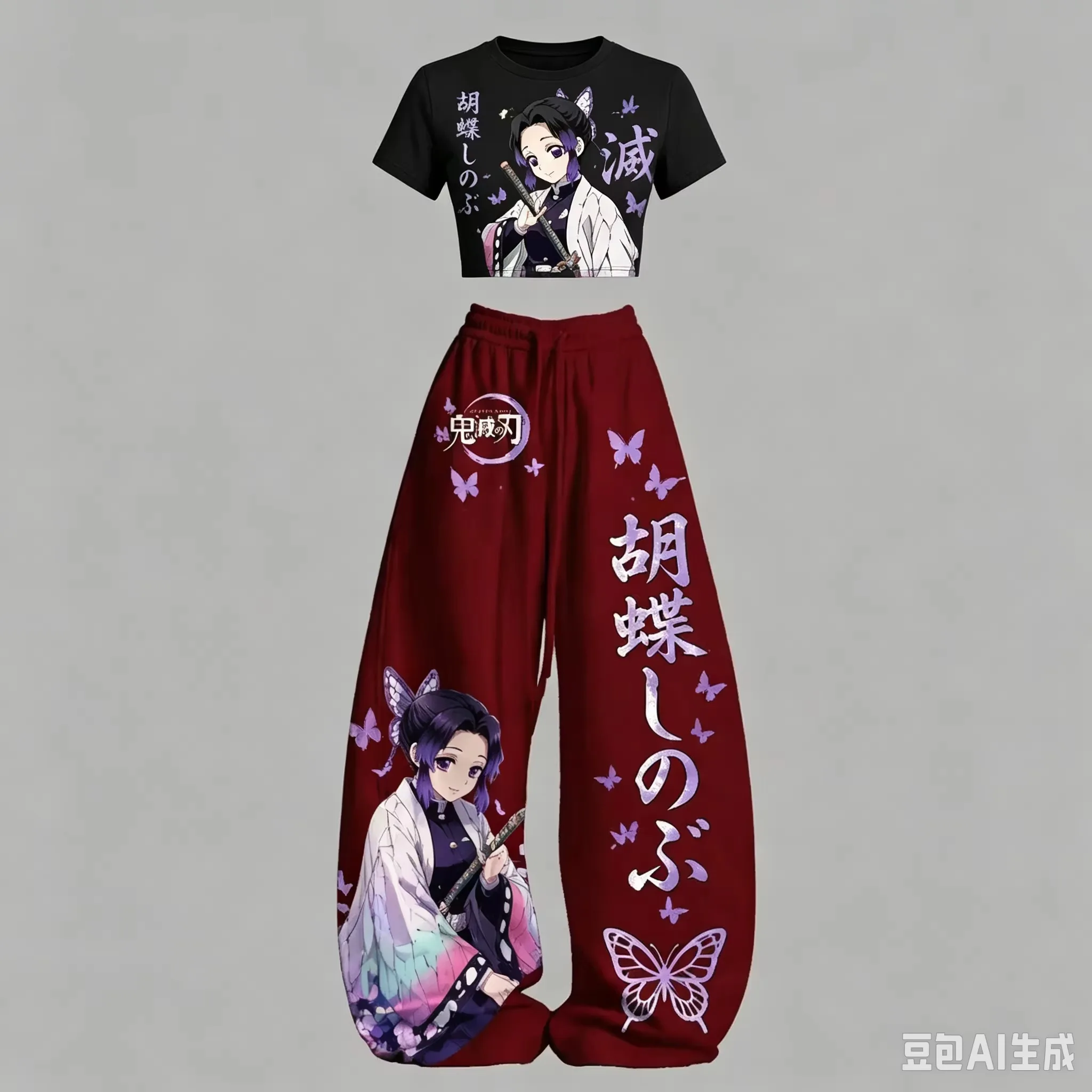 Ghost Slayer Blade Printed Short Sleeve Pants Set Y2K Street Style Casual Sportswear Set Family Clothing