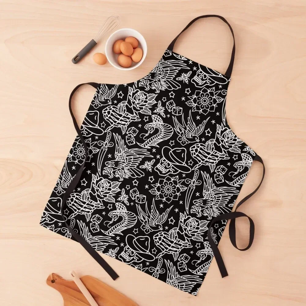 American Traditional Tattoo Flash Print Apron Manicurists Cooking japanese woman Kitchen Utensils Apron