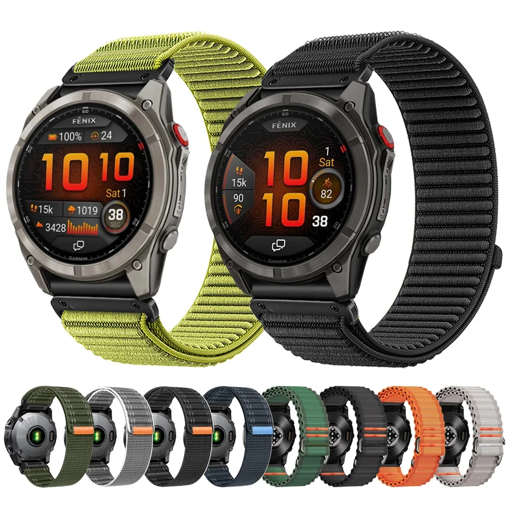 QuickFit 26mm 22mm Nylon Watch Band For Garmin Fenix 8 Pro 47mm AMOLED Fenix8 Pro 51mm MicroLED/6 6X 7 7X Solar Strap Bracelet