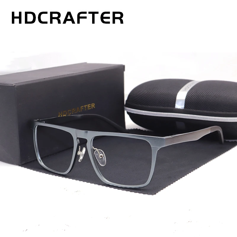 HDCRAFTER 19g Spring Temples Men Oversized Glasses Square Prescription Glasses Frames Titanium Alloy TR90 Full Frame Eyeglasses