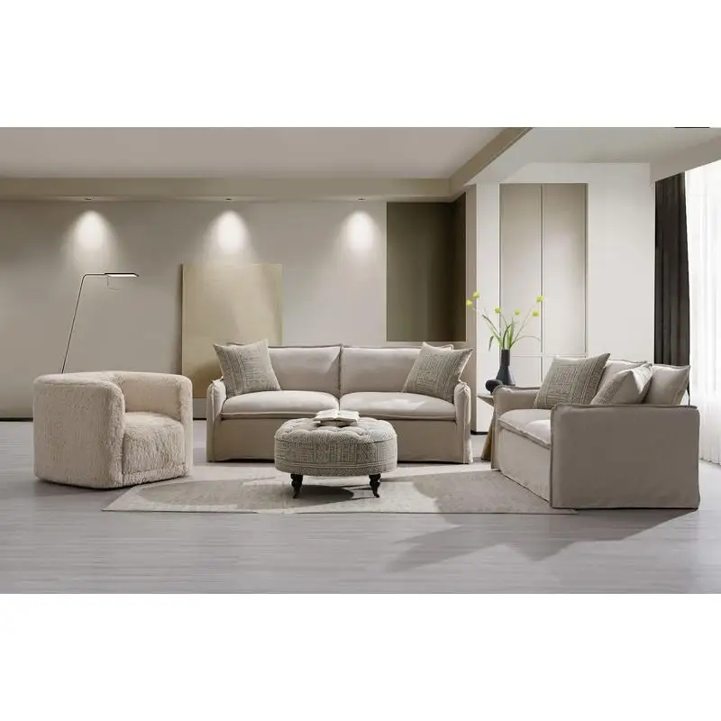 Conjunto de salón de 3 piezas Beige Yakety Yak Sand y lino beige