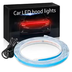 Led 자동차 후드 조명 스트립, 화이트 레드 블루 슬림 자동차 장식 분위기 램프, DRL 자동 주간 주행등, 12V, 180cm, 70 인치