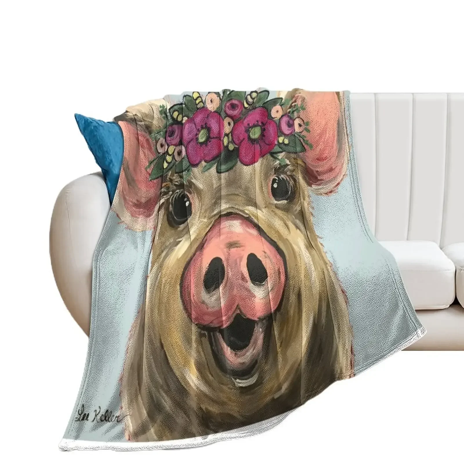 

Pig Art, Farmhouse Pig Art Throw Blanket Loose Sofa Quilt Warm Decoratives Blankets