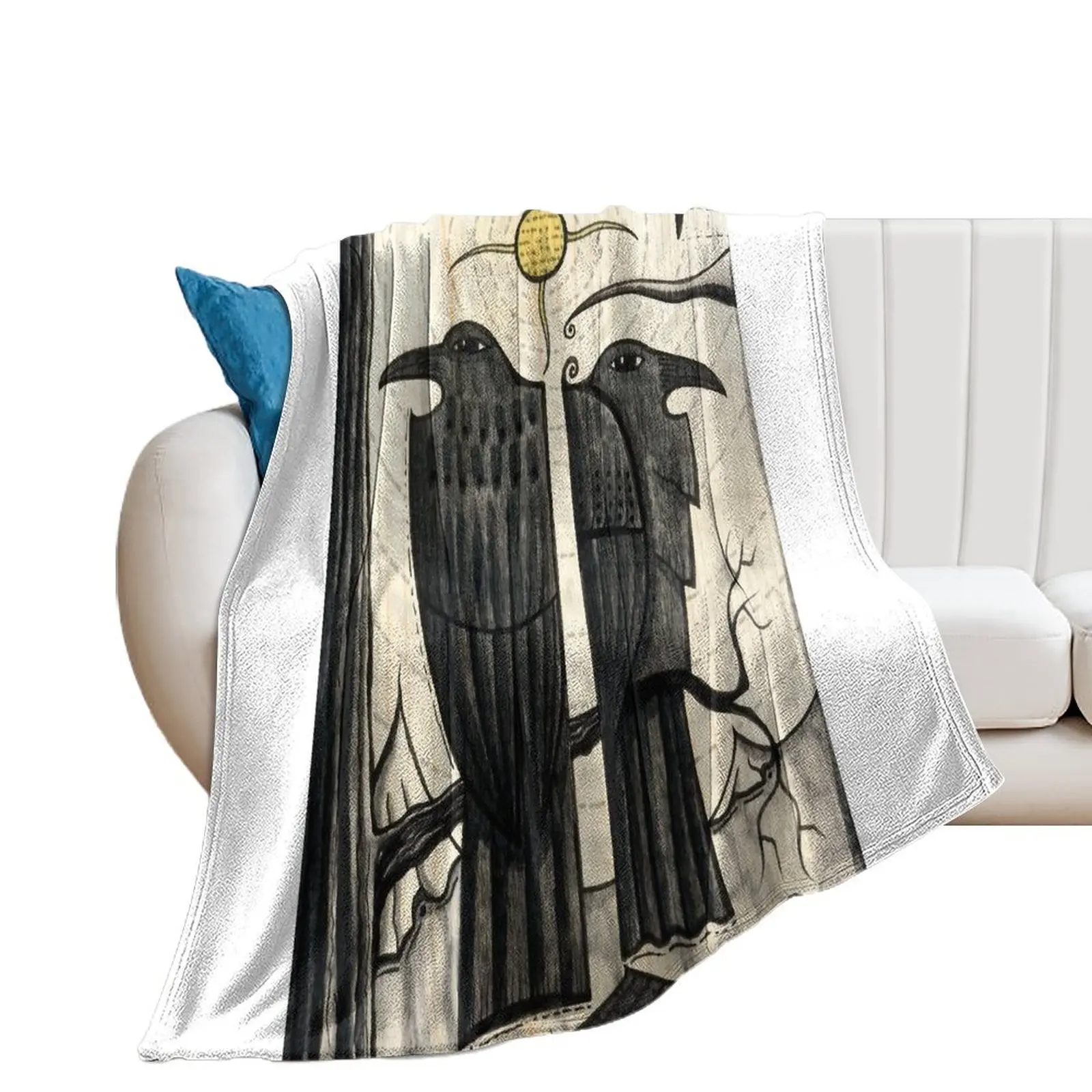 Two Corvids dk_2019july13a crow raven bird art Throw Blanket Moving Travel Blankets