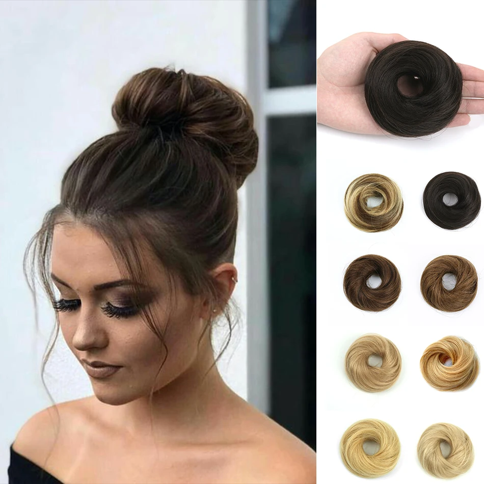 Human Hair Bun Extensions 100% Donut Chignon Ponytail Hair Extensions Remy Hairpiece Real Natural Human Hair Hair Bun For Women