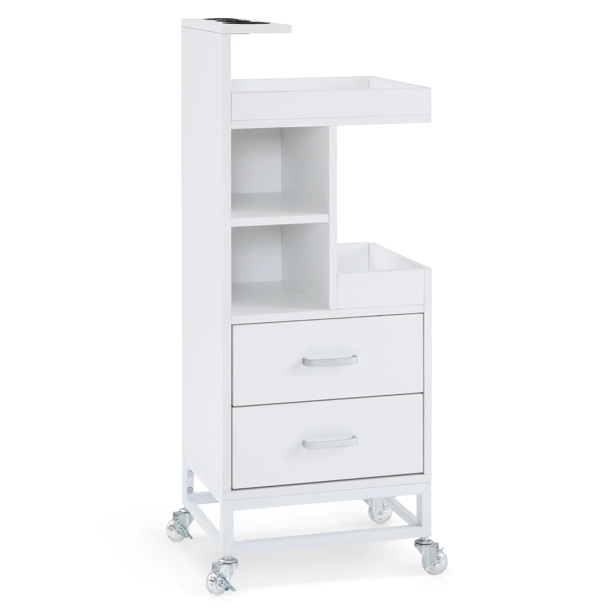 Salon Trolley Cart, Rolling Cart with Tool Holders 2496 (White)
