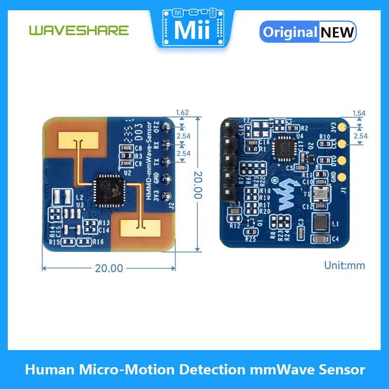 Waveshare Sensor mmWave de detección de micromovimiento humano, Radar mmWave de 24GHz, basado en S3KM1110, adopta tecnología FMCW