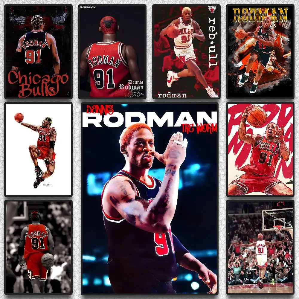 1pc estrela de basquete d-danis rodman cartaz hd arte parede pegajosa à prova dwaterproof água casa sala de estar quarto barra decoração estética