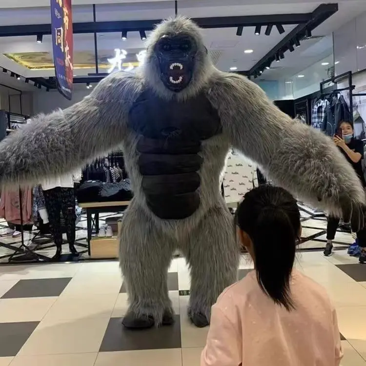 Nuevo inflable negro y plata 2M/2,6 M gran mascota gorila King Kong disfraces Cosplay fiesta publicidad muñeco de dibujos animados de felpa