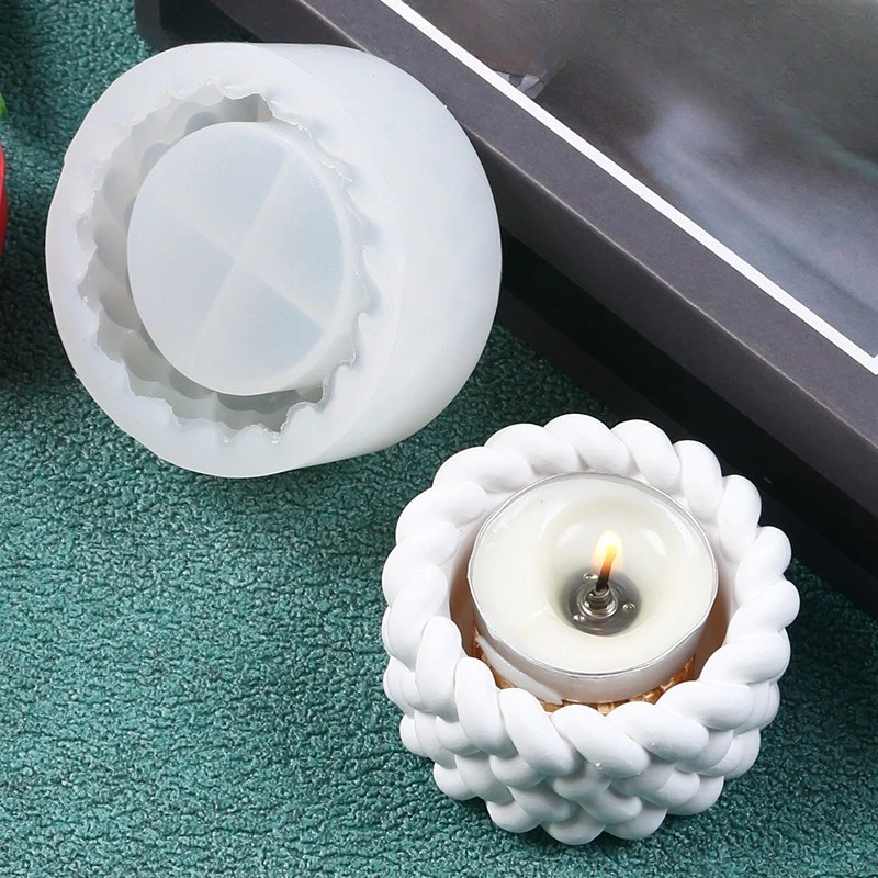DIY Hemp Rope Candle Holder Silicone Mould, Candle Base Plaster Decor Resin Epoxy Mould, Home Decor Craft Storage Tools