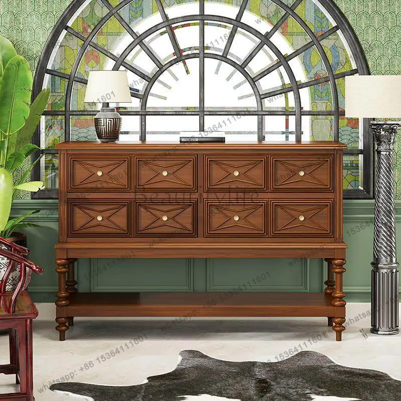 

French solid wood entrance cabinet retro living room aisle antique chest cabinet