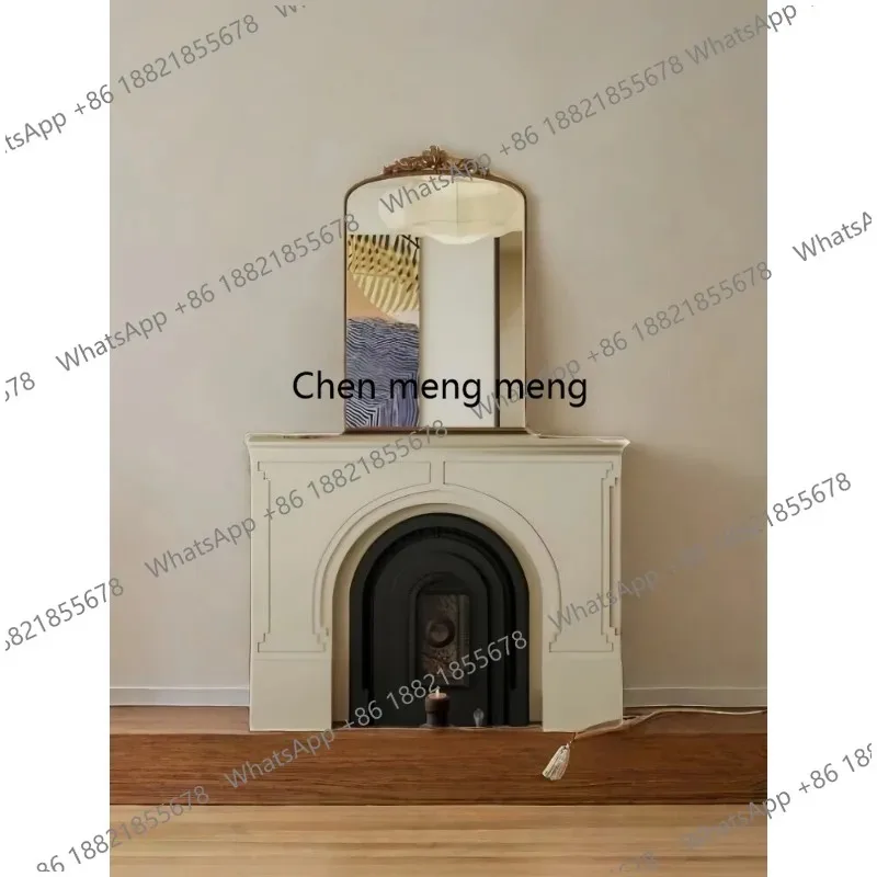 CC182 French solid wood carving flower fireplace decorative frame American entrance porch rack narrow fireplace cabinet