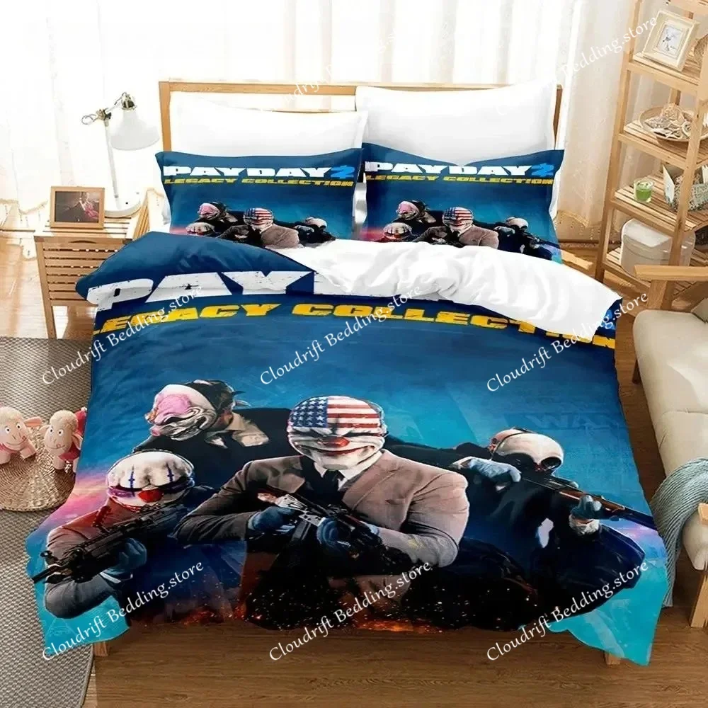 Game Payday Bedding Set Single Twin Full Queen King Size Bed Set Adult Boys Bedroom Duvet cover Sets Hip Hop Clown Anime Bed