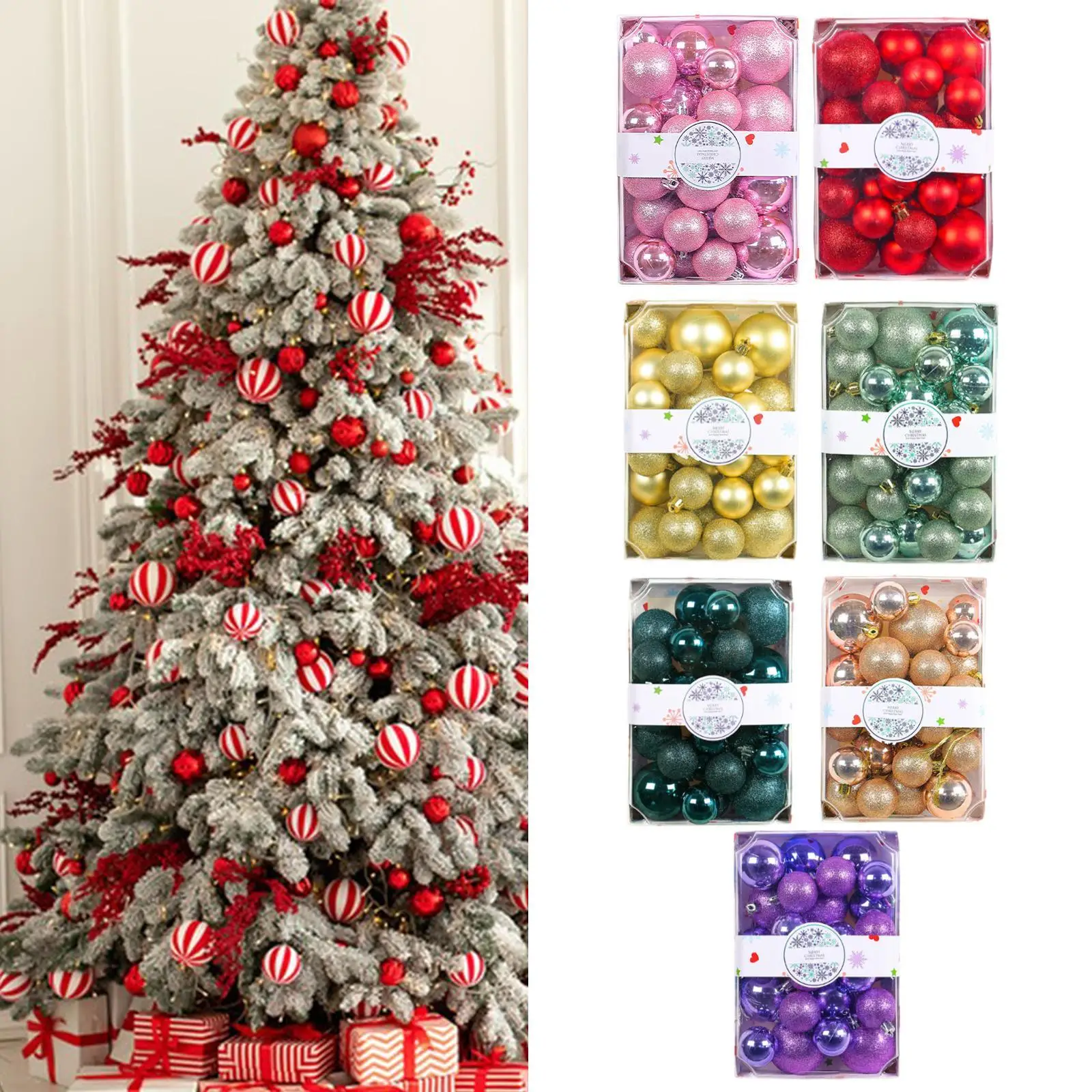 26Pcs Christmas Ball Ornaments Party Props Christmas Baubles Decorative Baubles for Office Restaurant Holidays Parties Bar