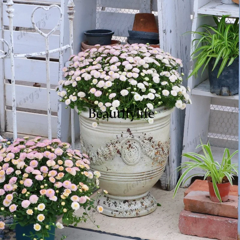 Wide mouth breathable wheat ears flower pot planting rose tulip lily courtyard balcony garden decoration
