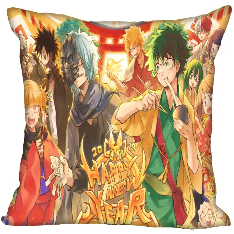 Boku No Hero Academia Pillow Cover Bedroom Home Office Decorative Pillowcase Square Zipper Pillow Cases Satin Soft No Fade 1125