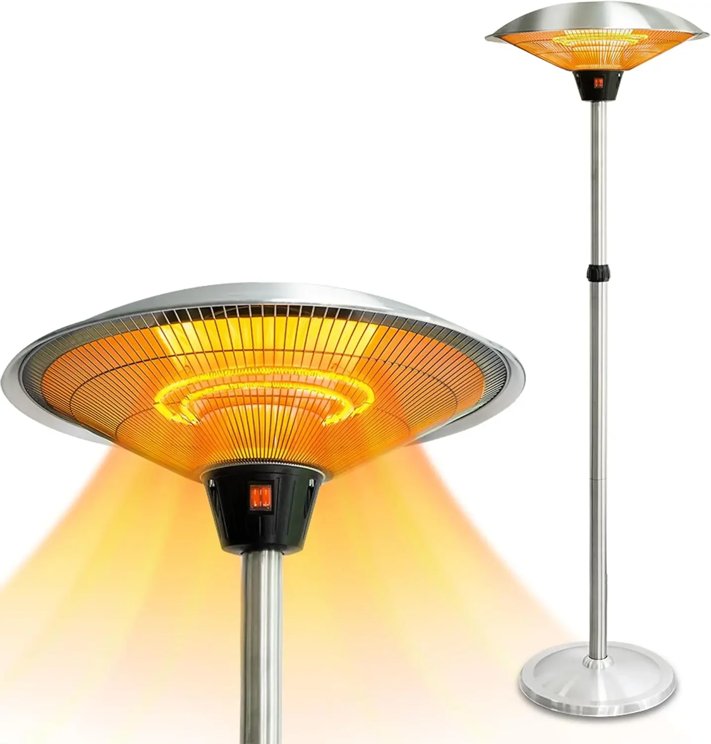 Patio Heater 1500W for Outdoor Heating with Adjustable Height, Quiet Operation, Free Standing and Waterproof Space Warm