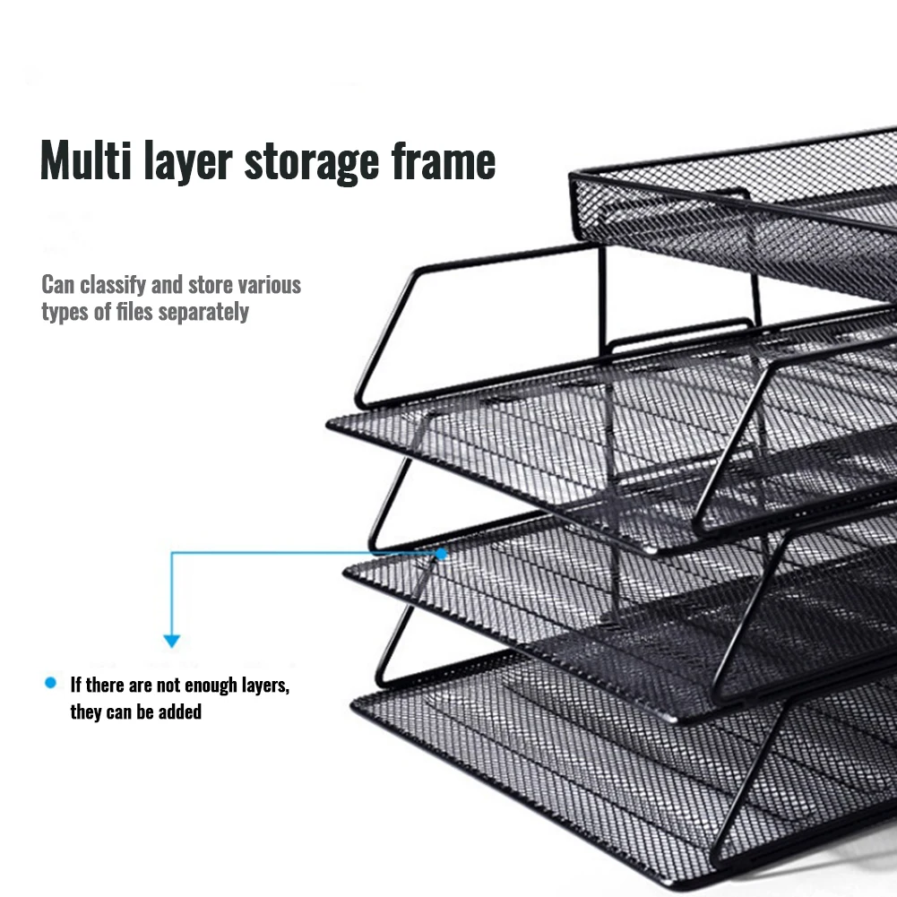 1 Tier/2 Tier Desk Organizers Paper Letter Tray Organizer Stackable Metal Mesh File Tray Organizer Office File Folder Organizer