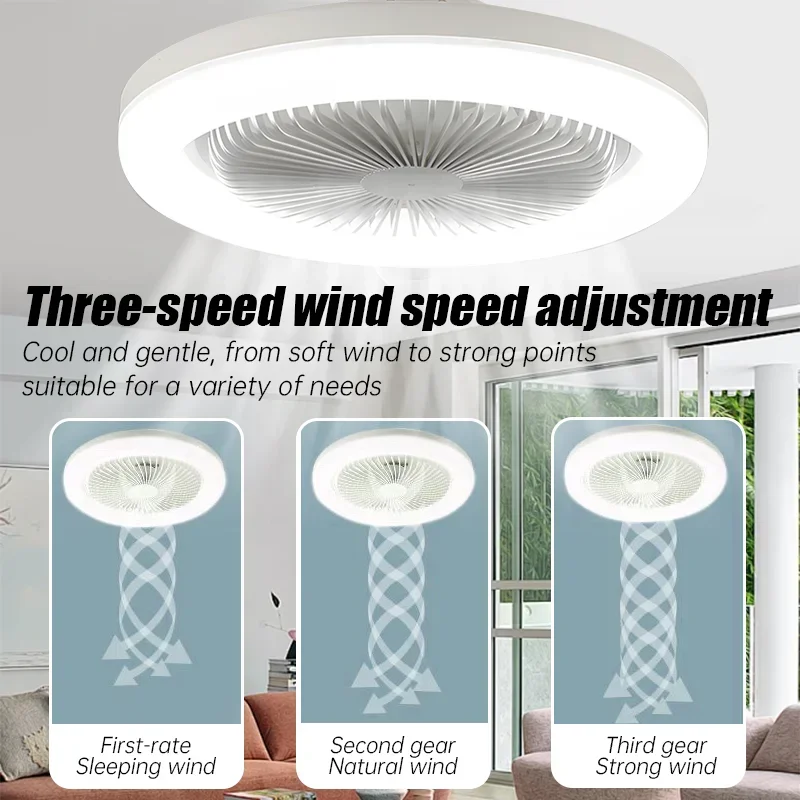 2-in-1 Ceiling Fan Lamp LED Fan Light with Remote Control 3-Speed E27 Screw 85-265V Led Light for Bedroom Living Room Lighting