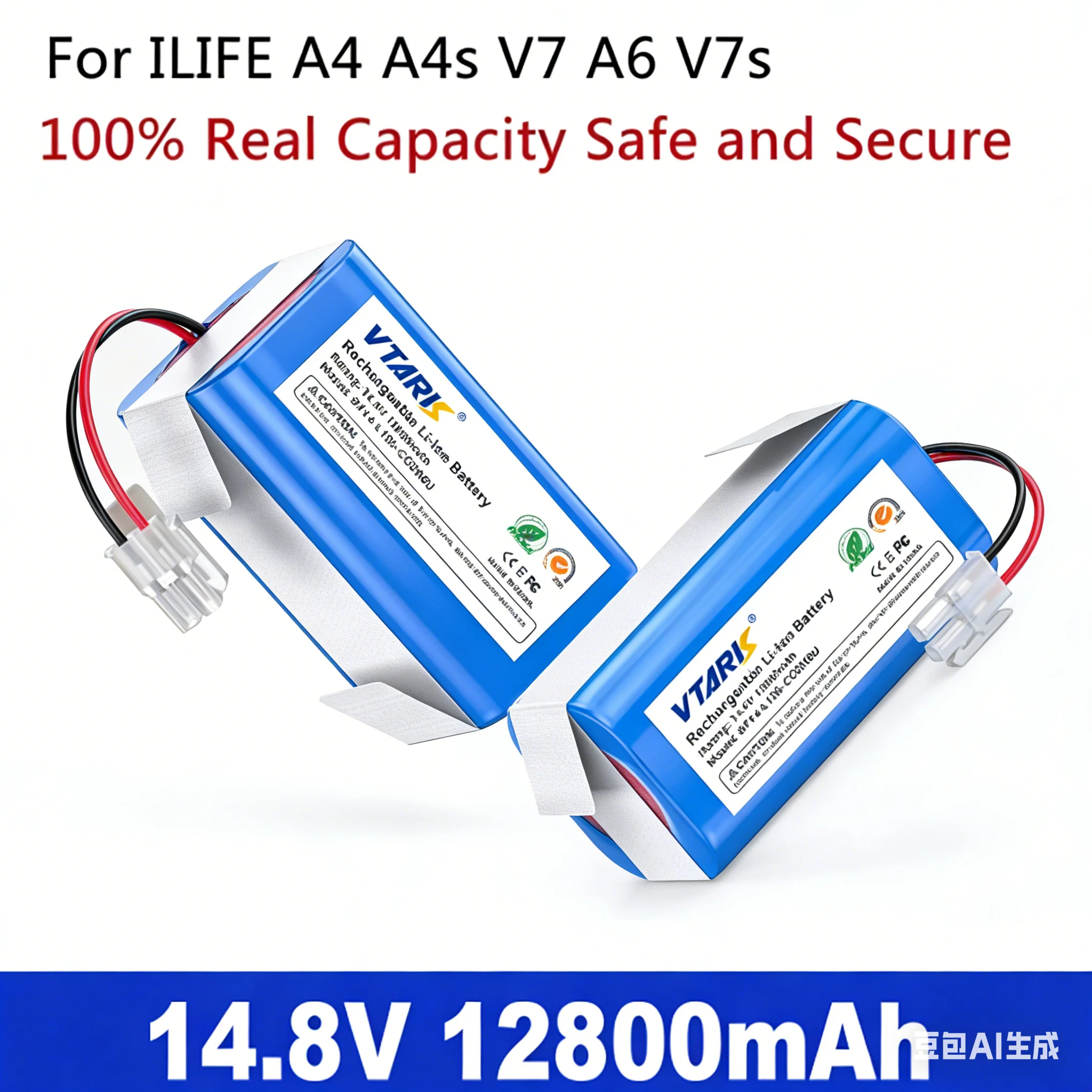 

14.8V Vacuum Cleaner Robot Battery 18650B4-4S1P-AAF-4, UR18650ZT-4S1P-AAF, iLife V7S, 4ICR19/65, Genio Luxury 500, iLife V50 Pro
