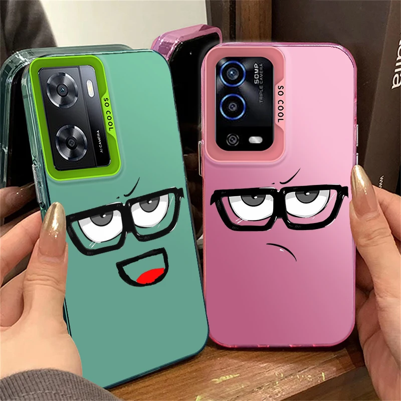 Eyes Man Humor For OPPO Reno A98 A78 A76 A74 A58 8T 7Z 7 6 Pro 2020 4G 5G Fashion Colorful Silver Phone Case