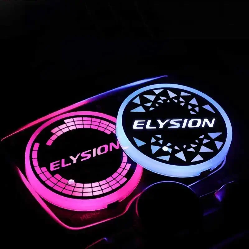 7 Colors Car LED Cup Holder Mats Atmosphere Light Bottle Coasters Pad for Elysion Interior Accessories