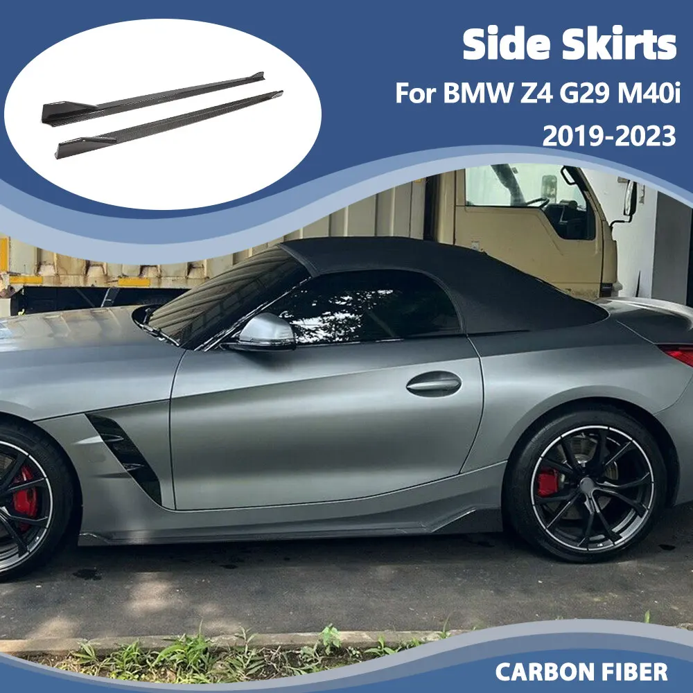 Car Side Skirts For BMW Z4 G29 M40i Convertible 2-Door 2019-2023 Carbon Fiber Side Bumper Skirts Apron Extensions Body Kits