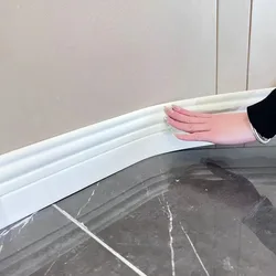1Pc 2mX98mm Foam Wall Stickers PVC Waterproof Self-adhesive Floor Skirting TV Background Border Modelling DIY Home Decoration