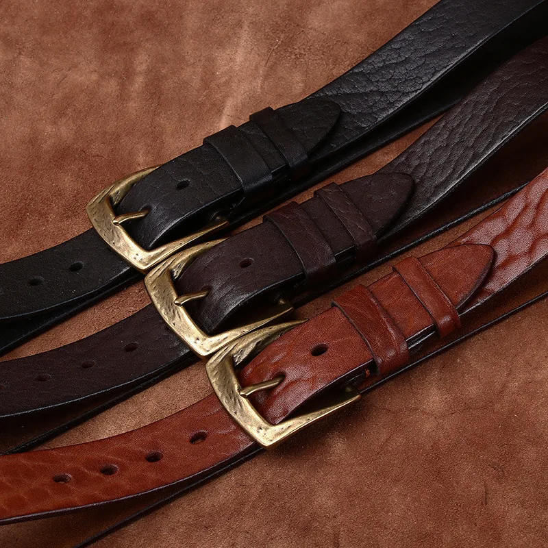 3.8CM Men High Quality Genuine Leather Belt Luxury Copper Buckle Belts Thickening Pure Cowskin Vintage Strap Male Jeans for Man
