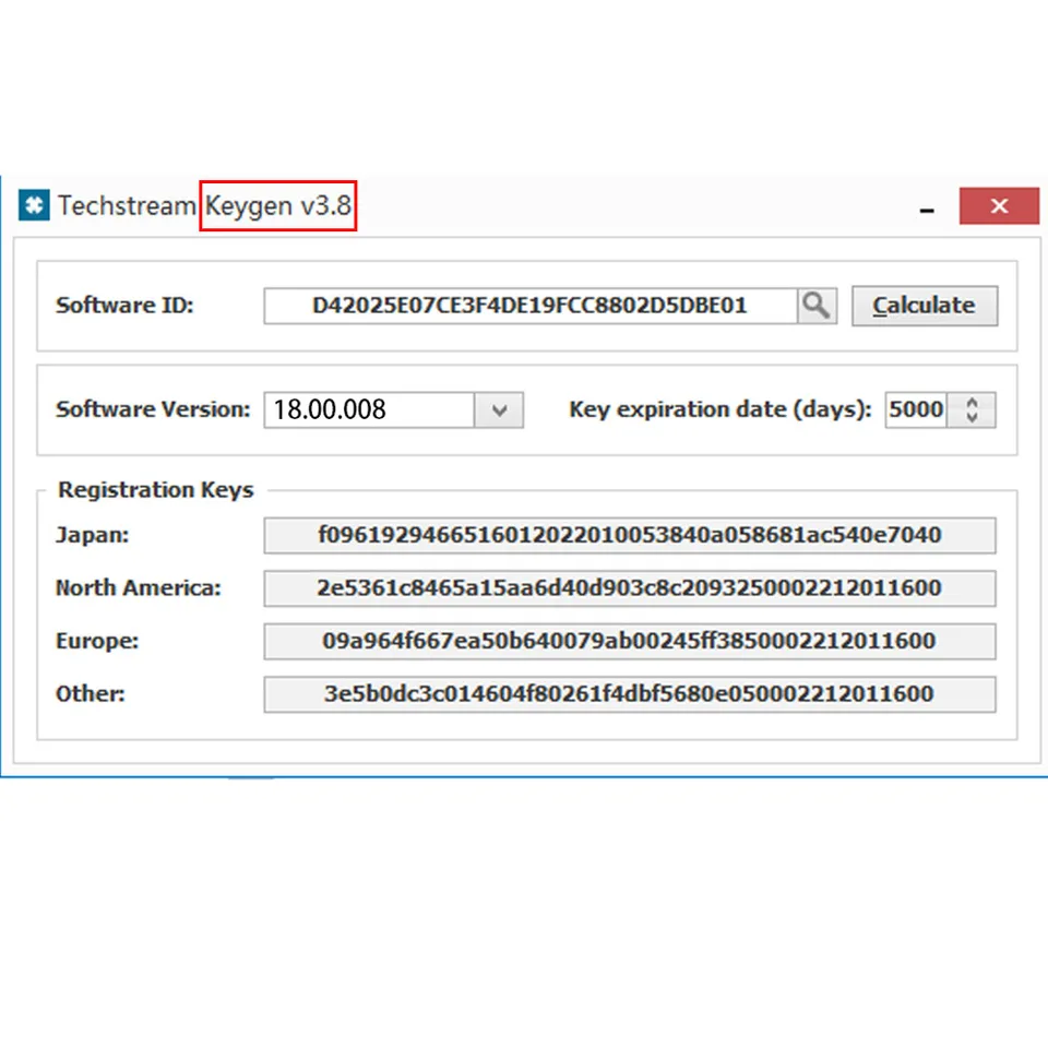 PASSCODE V4.5/V4.6 for Techstream V18.00.008 & Techstream KEYGEN