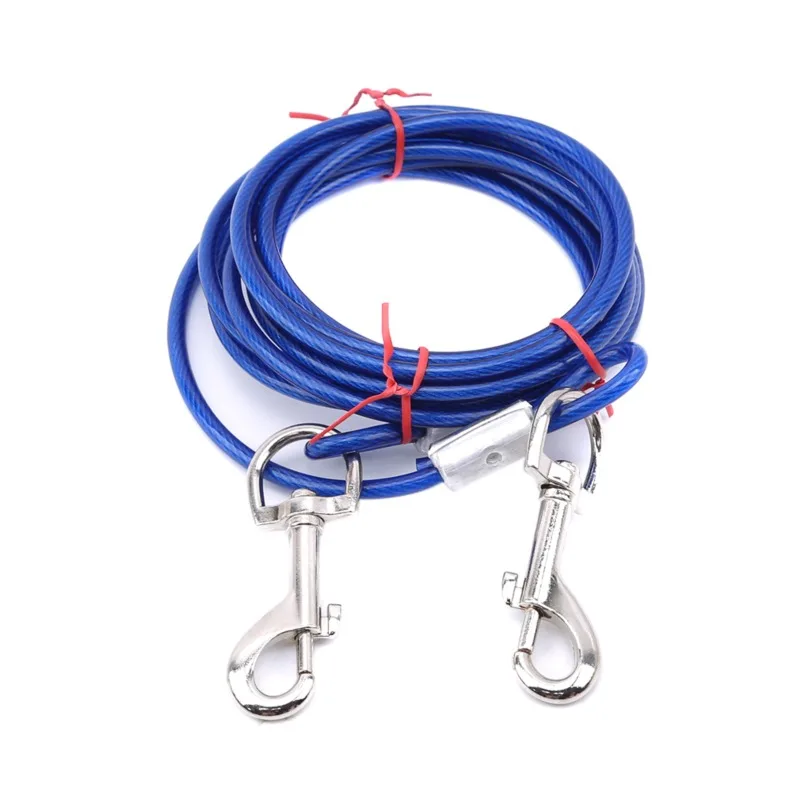 3/6/9/15M Outdoor Pet Leash With Dog Fixed Pile Metal Screw Stake For Camping Garden Ground Steel Wire Dogs Leads Leashes Set