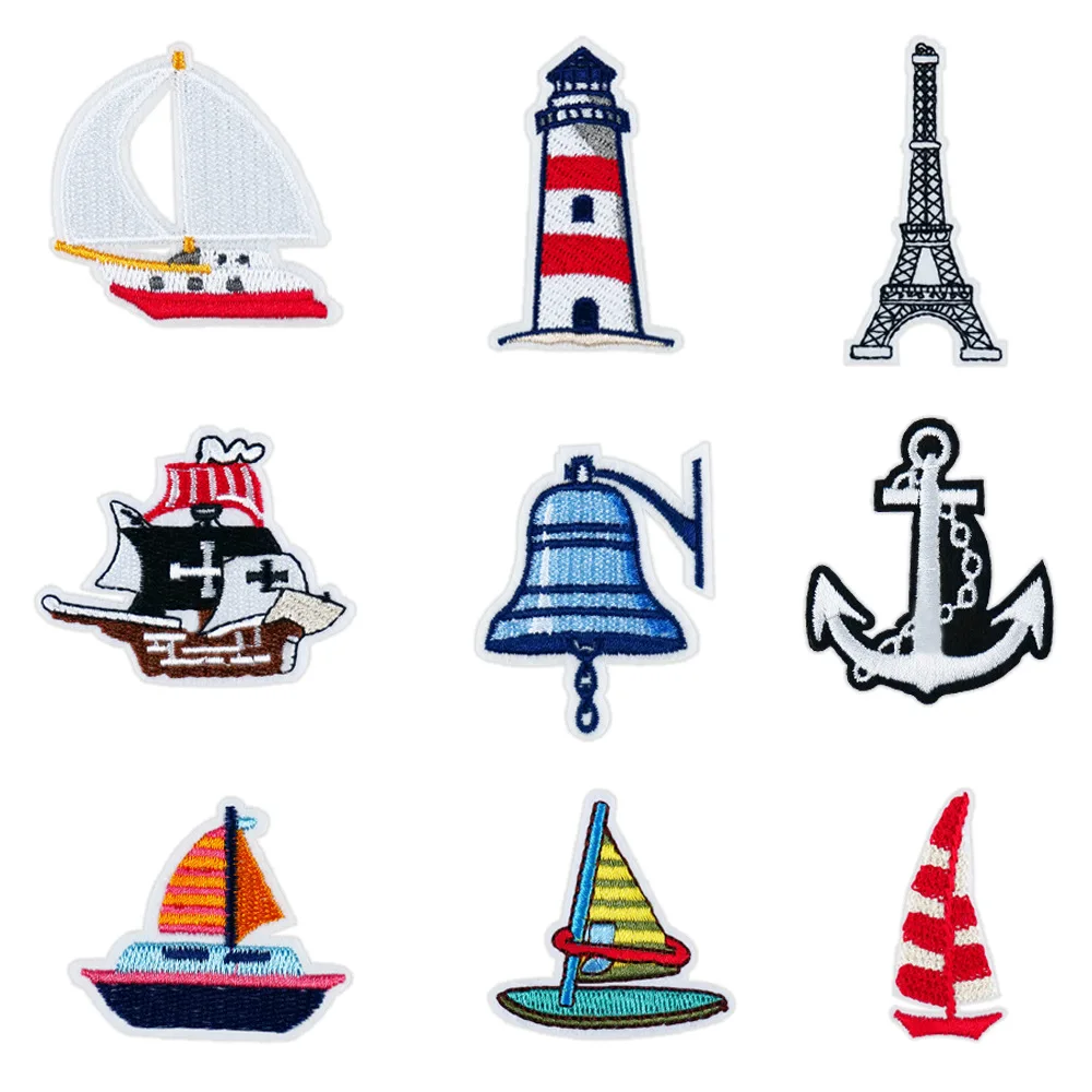 

Cotton Ship Embroidery Patch Iron on Patches for Clothing DIY T-shirt Backapack Craft Applique Craft Decor Repair Sticker Sewing
