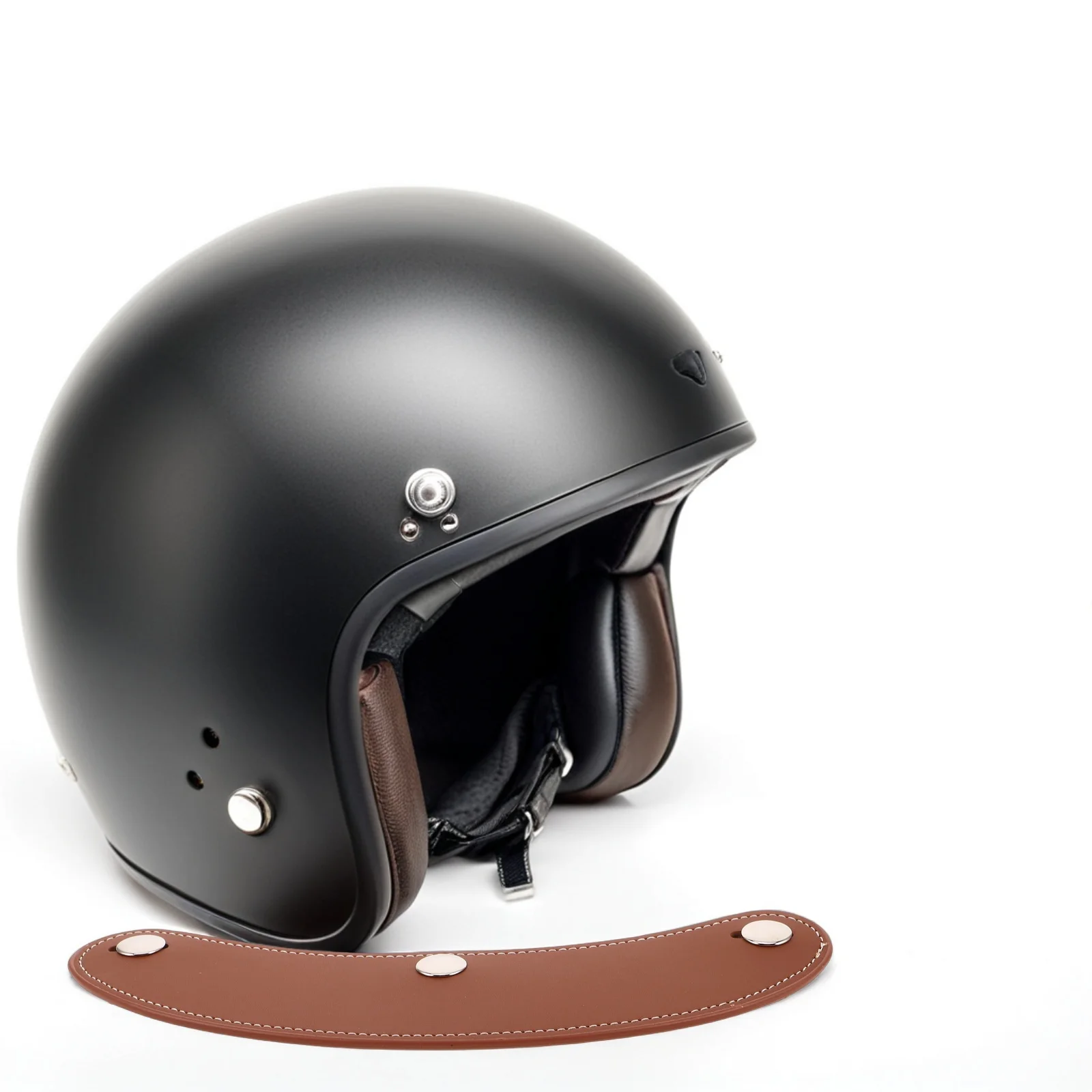 

Stylish Vintage Motorcycle Peak Cover Uv Shield Three Button Secure Fit Universal Half Helmets Sun Blocker Outdoor