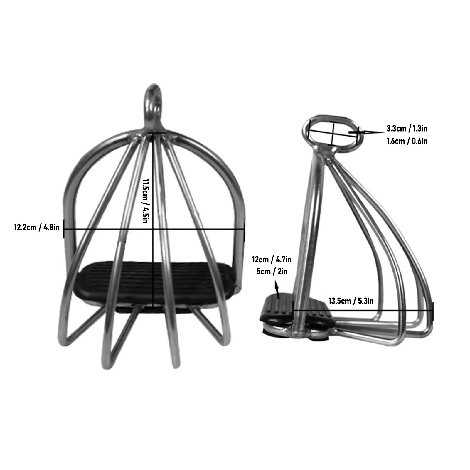 2Pcs Horse Riding Stirrups Stainless Steel Safe Cage Stirrup with Non Slip Pad Equestrian Accessories